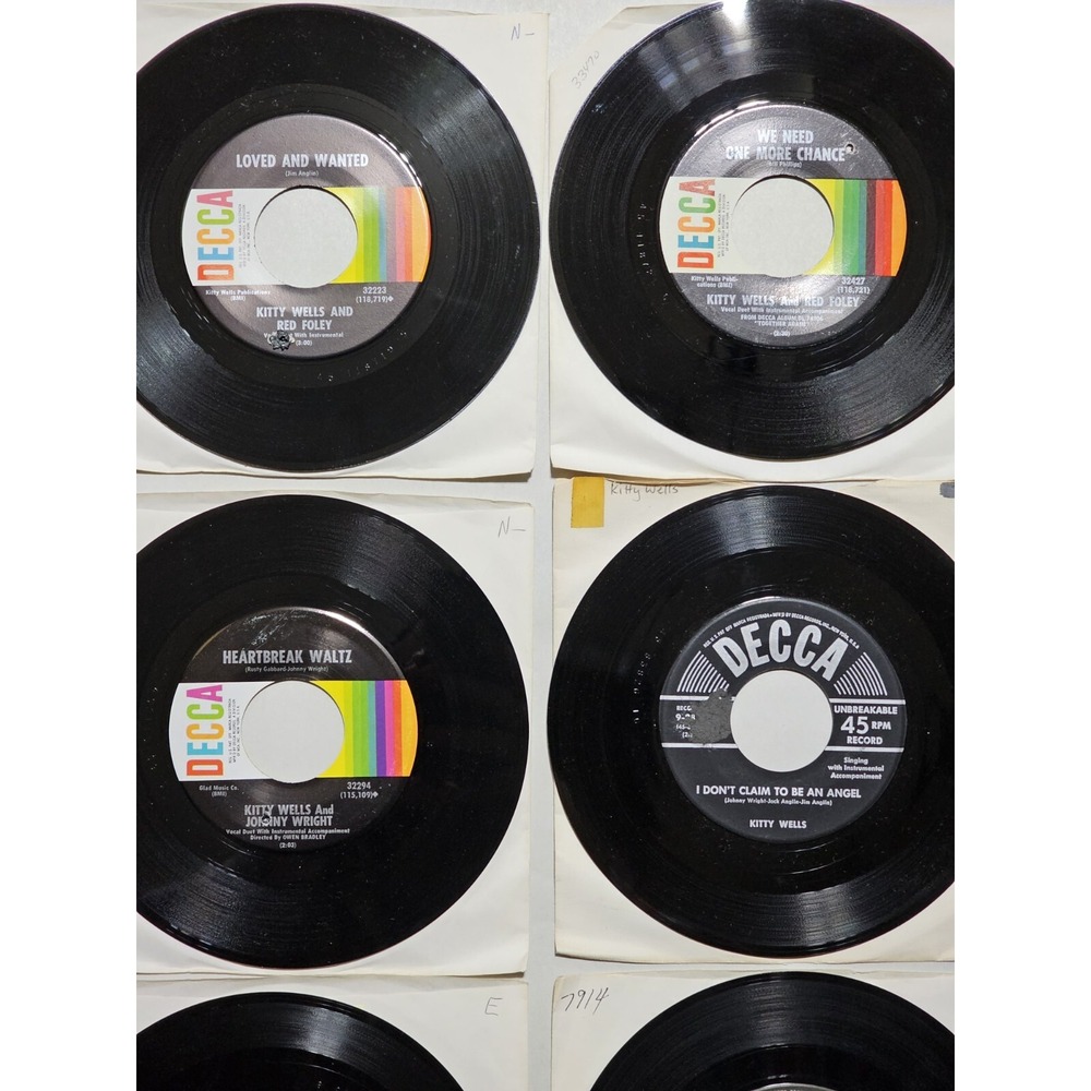 Kitty Wells 45 Rpm Vinyl‎ Record Lot, Qty 10, Decca Records, Great Country Duets - Picture 7 of 10